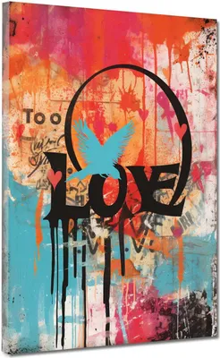 Produktbild von Street Art Love Colour Leinwandbild Wandbild Kunstdruck XL Wanddeko: 90x120x2cm