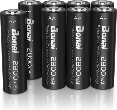 Image de Piles AA rechargeables 2800 mAh, lot de 8, Ni-MH, haute capacité