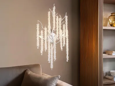Produktbild von Große LED Wandleuchte ausgefallen mit Glas Kristall für Wohnzimmer, Höhe 60cm