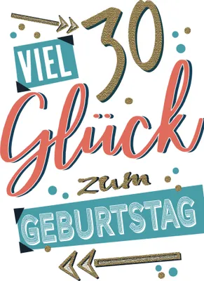 Produktbild von 30. Geburtstag Karte mit Briefumschlag Viel Glück, Pfeile