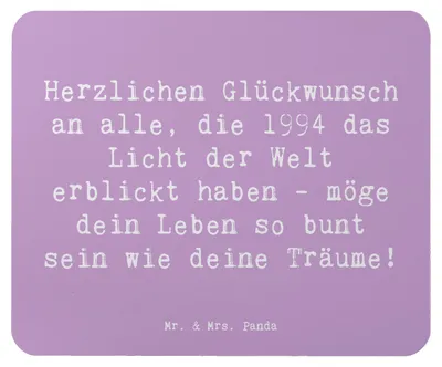 Produktbild von Mr. & Mrs. Panda Mauspad Spruch 1994 Geburtstag - Lavendeltraum - Geschenk, Mouse Pad, herzlichen Glückwunsch, Mousepad, feiern, mousematte, Geburtstagsgeschenk, Alter