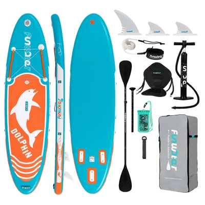 Obrázok produktu pre FunWater - Nafukovacia doska na pádlovanie, pádlo, SUP doska, SUP, - 320 x 84 x 15 cm - PVC - Marine Eco Series - Dolphins