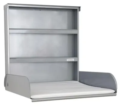 Produktbild von Stahlwickeltisch Klappbar mit Regalsystem und Wickelauflage - Pippi byBo Design Silber