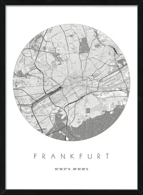Produktbild von Gerahmtes Bild Frankfurt Landkarte I 53x73 cm