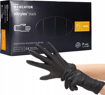 Produktbild von MERCATOR NITRYLEX medizinische Einweghandschuhe aus Nitril schwarz - 100 Stück, Größe XS, S, M, L, XL RUKNIT_MERC_XS