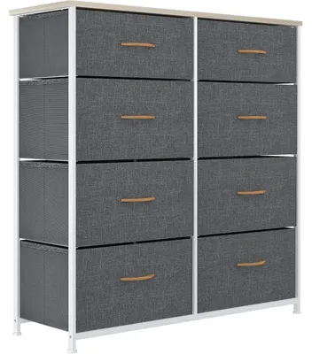 Immagine prodotto di Comodino con 8 cassetti, colore grigio, dimensioni 86 x 30 x 90 cm, armadio contenitore in tessuto