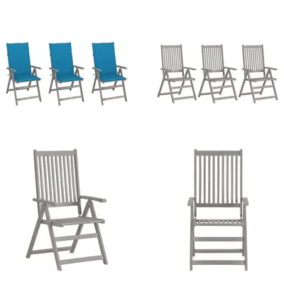 Produktbild von vidaXL Verstellbare Gartenstühle 3 Stk. mit Auflagen Massivholz Akazie - Gartenstuhl - Gartenstühle - Stuhl - Stühle
