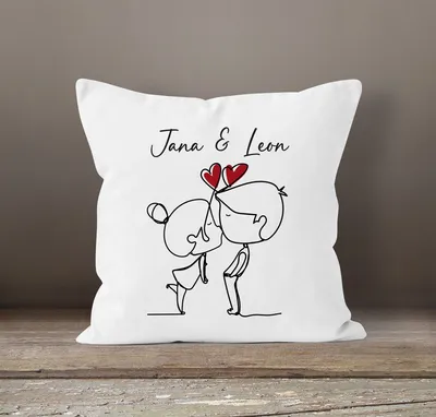 Produktbild von Kissen-Hülle Liebe Herz personalisiert mit Namen Geschenk Jahrestag Valentinstag Paare Mann Frau SpecialMe® weiß standard