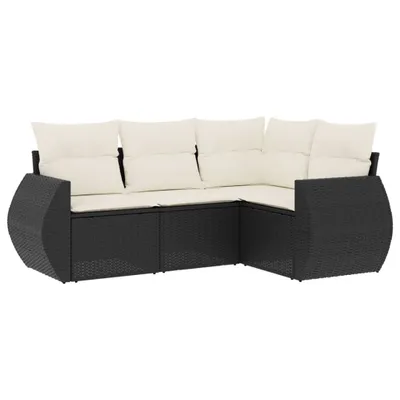 Obrázok produktu pre vidaXL 4-dielna záhradná sedacia súprava s vankúšmi Black Poly Rattan