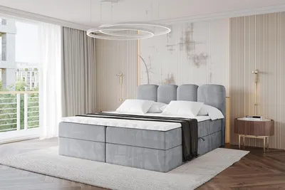 Produktbild von ALTDECOR Boxspringbett - NINA - 180x200  Grau Monolith- Komplett-Set mit Taschenfederkern Matratze und Topper, Polsterbett mit H4-Matratze Bettkästen, Lattenrost, Bett mit Stauraum, Doppelbett, Boxbett