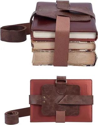 Produktbild von Handgefertigte Steampunk-Lesehalter - Lederriemen - 10,2 x 12,7 x 134,6 cm