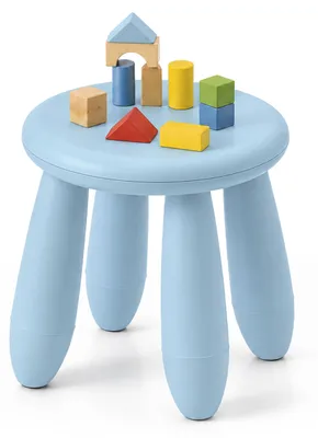 Imagen del producto de Relaxdays, taburete infantil, altura del asiento de 26 cm, fácil de limpiar, ligero, estable, taburete para niños pequeños, plástico, color azul