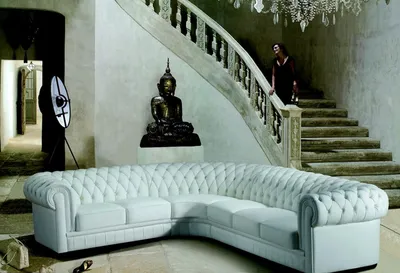 Immagine prodotto di Classico Chesterfield imbottito seduta angolare in pelle suite soggiorno nuovo 2220B