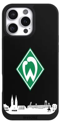 Produktbild von NIVOCASE Handyhülle für Apple iPhone 16 Pro Max  Hülle NIVOpure Case Schwarz Offizielles Lizenzprodukt SV Werder Bremen Skyline