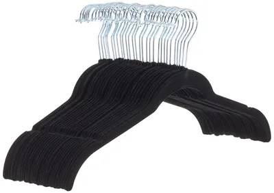 Produktbild von Amazon Basics Kleiderbügel für Hemd/Kleid Platzsparend und mit Samt überzogen - Schwarz, 30er-Pack