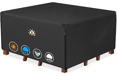 Image de Housse de protection pour mobilier de jardin, dimensions 185 x 185 x 73 cm, tissu Oxford 600D avec revêtement PU, imperméable, robuste et résistant aux UV