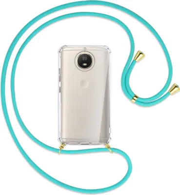 Produktbild von Handykette Backcover-Schutzhülle mit Band (Metall goldfarben) für Motorola Moto G5S - türkis