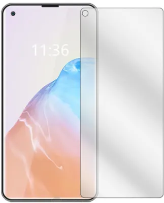 A screen protector is shown next to a smartphone.