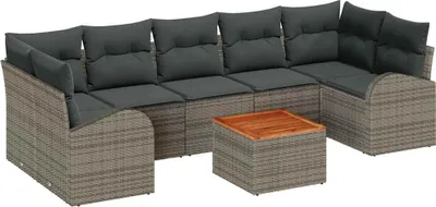 Immagine prodotto di vidaXL Set di divani da giardino con contenitore 8 pezzi in polirattan grigio