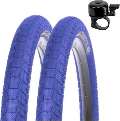 Zdjęcie produktu dla 2 x Kenda K-907 Krackpot 20" opona rowerowa BMX w kolorze niebieskim 50-406 (20 x 1,95) wraz z dzwonkiem rowerowym