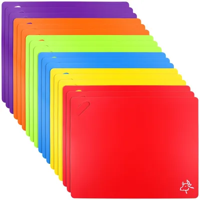 Immagine prodotto di Set di 18 taglieri in plastica colorati, ideali per la cucina e la preparazione degli alimenti