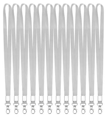 25 Schlüsselbänder, Polyester, 46 cm, grau, mit Karabiner