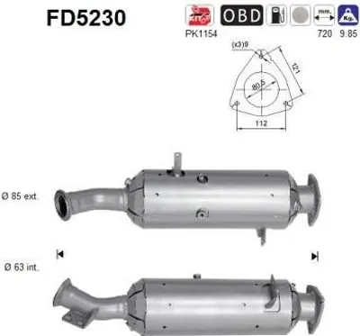 Produktbild von AS FD5230 Dieselpartikelfilter Rußpartikelfilter DPF für IVECO Daily VI Kastenwagen Euro 5 Abgasanlage Diesel
