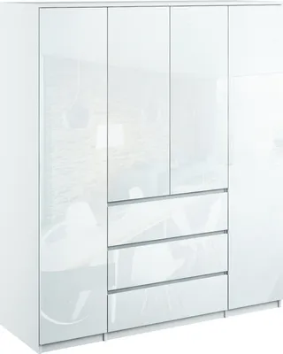 Produktbild von Kleiderschrank Mehrzweckschrank Stauraumkommode Hochschrank Weiss hochglanz