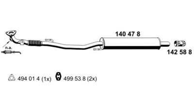 Produktbild von ERNST 140478 Vorschalldämpfer Schalldämpfer für VW POLO (9N) Polo Schrägheck (6R1, 6C1) für SKODA Fabia II Schrägheck (542) für SEAT