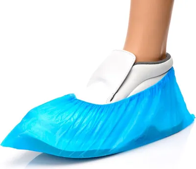 Immagine prodotto di Copriscarpe corti in plastica, blu, 100 pezzi (50 paia)
