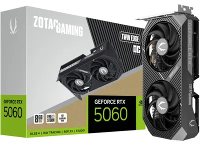 Produktbild von Zotac GAMING GeForce RTX 5060 Twin Edge OC, GeForce RTX 5060, 8 GB, GDDR7, 128 Bit, 7680 x 4320 Pixel, PCI Express x8 5.0