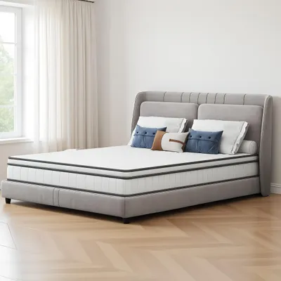 Obrázek produktu pro Hybridová matrace INONEFT, rozměry 90 x 200 x 25 cm, středně tuhá s kapslovou pružinou, 7 ergonomických zón, prodyšná a velmi tichá, bílá barva