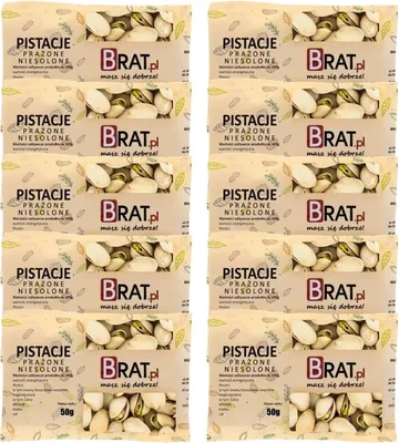 Zdjęcie produktu dla Pistacje prażone niesolone 10 x 50g