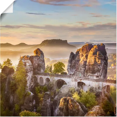 Produktbild von ARTland Poster Sächsische Schweiz Basteibrücke Größe: 50x50 cm