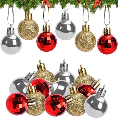 Weihnachtskugeln 3 cm, 12 Stück, bunt, Kunststoff, mit Aufhängeband