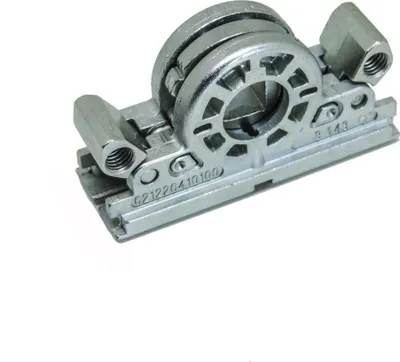 A close-up studio shot of a metal mechanical component.