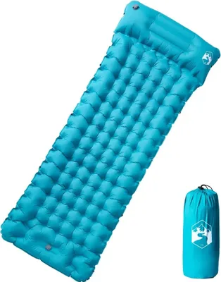 Image de Matelas de camping autogonflant avec oreiller 1 personne bleu