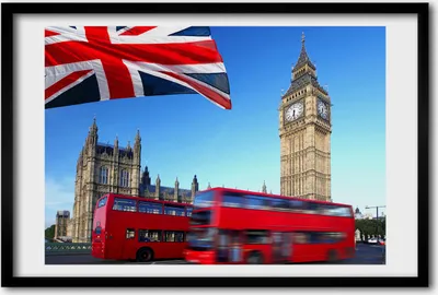 Produktbild von Bild 60x40 MDF-Rahmen, Wandkunst Bus in London
