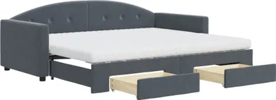 Obrázok produktu pre vidaXL Denná rozkladacia posteľ so zásuvkami tmavosivá 90x190 cm zamat