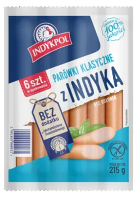 Zdjęcie produktu dla Parówki z indyka Klasyczne 215 g Indykpol