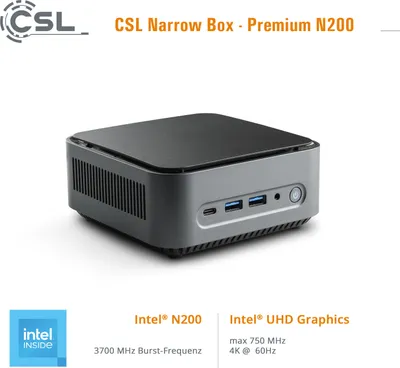 Produktbild von Mini-PC CSL Narrow Box Premium / 16GB / 500 GB M.2 SSD / Win 11 Home