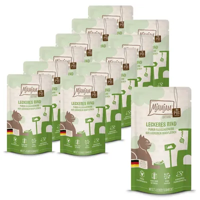 Obrázok produktu pre MjAMjAM 12x125 g Čisté hovädzie mäso – mokré krmivo pre mačky bez obilnín, prírodné