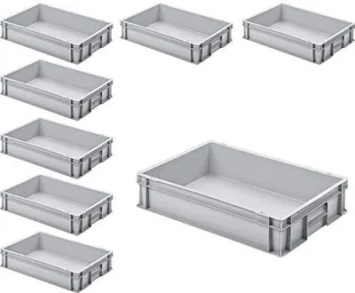 Produktbild von 8x Eurobehälter mit 2 Griffleisten, 600x400x120 mm, grau