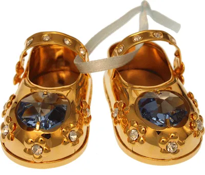 Produktbild von Babyschuhe Junge Metall vergoldet Kristallelemente 5 cm Geschenk