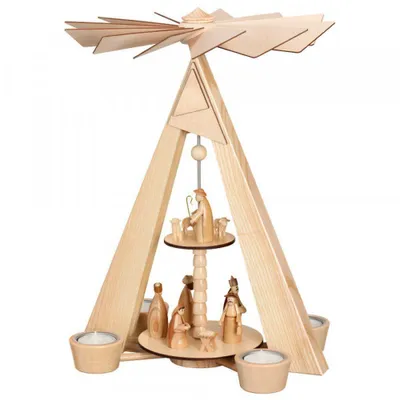 Produktbild von Tischpyramide Christi Geburt natur 2-stöckig  BxHxT 27x38x22cm NEU