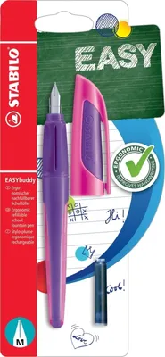 Produktbild von STABILO EASYbuddy, Magenta, Violett, Kartuschenfüllsystem, Blau, Rechtshändig, 110 mm, 212 mm