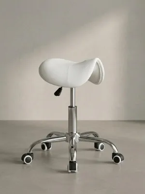Produktbild von Sattelhocker "Bevano", höhenverstellbar, 100 kg Belastbarkeit. Weiß, 60x60x60 cm | Kadima Design
