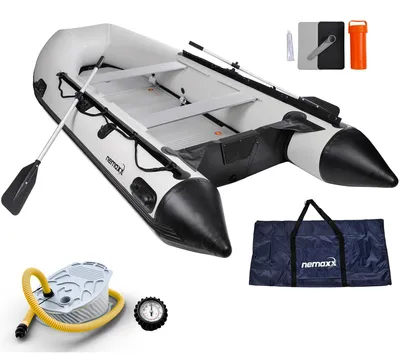 Produktbild von NEMAXX® Schlauchboot 380 cm, 7 Personen, 905 kg, Kategorie C, Aluboden, bis 30 PS – inkl. 2 Paddel, Pumpe, Manometer, Tasche & Reparaturset