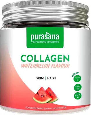 Zdjęcie produktu dla KOLAGEN O SMAKU ARBUZOWYM FEEL BEAUTIFUL BEZGLUTENOWY 250 g - PURASANA