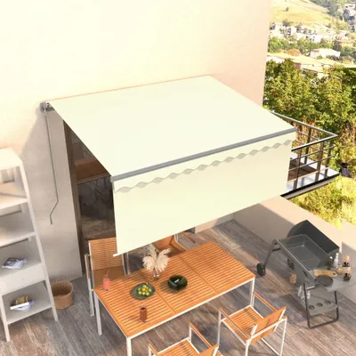 Zdjęcie produktu dla The Living Store Markiza zwijana ręcznie z roletą 3x2,5 m kremowa